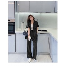 【預購8.65IBV】989夏季新款時尚兼氣質垂感西裝套裝(黑色)