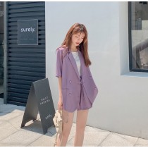 【現貨7.78IBV】961#赫本風輕薄西裝套裝(紫色)