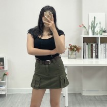 |現貨|一件免運|正韓| 韓國代購KR官網原版 復古軍綠工裝短裙