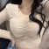 X現貨X一件免運X 甜辣女孩必備 桃心領前抓皺短版T-3色